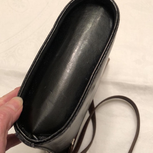 VINTAGE CALYPSO BLACK/BROWN CROSSBODY SHOULDER BAG PURSE MADE IN ITALY - #490 - Picture 8 of 16